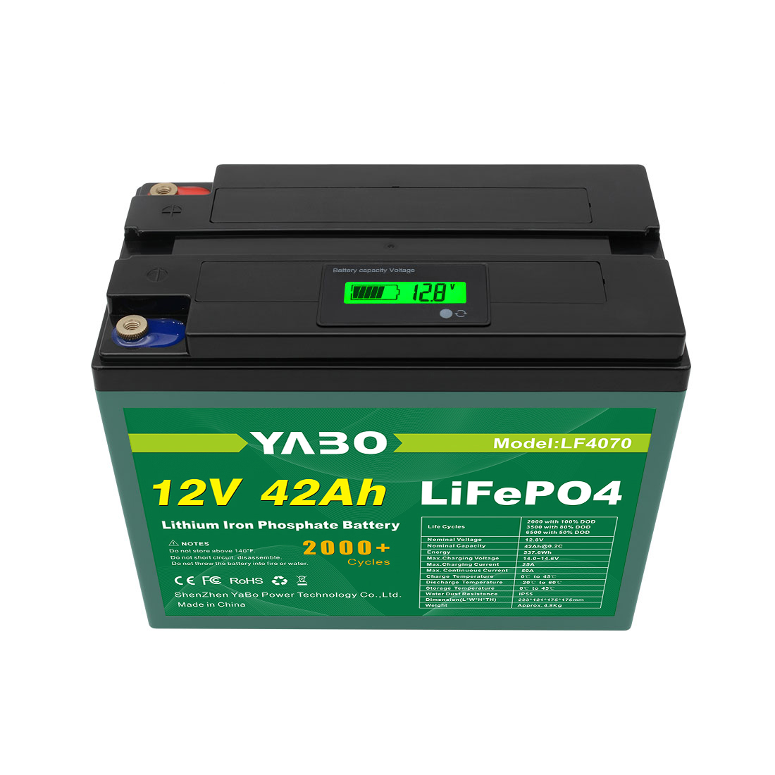 YABO 12V 42Ah LiFePO4 Batterij met Hoge Energiedichtheid voor Huisopslag